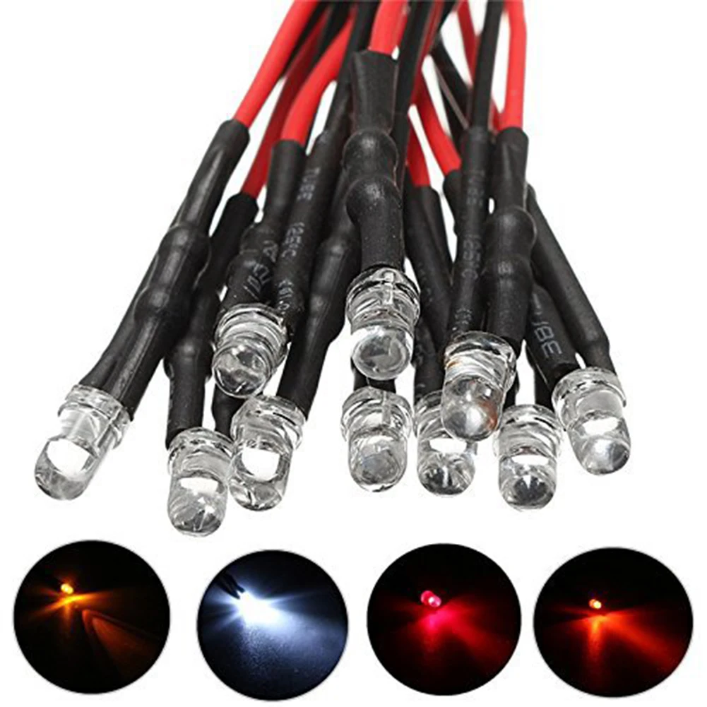 

10PCS 5-12V 3MM LED Luminescent Tube with Wire Light Beads DIY Light Accessories