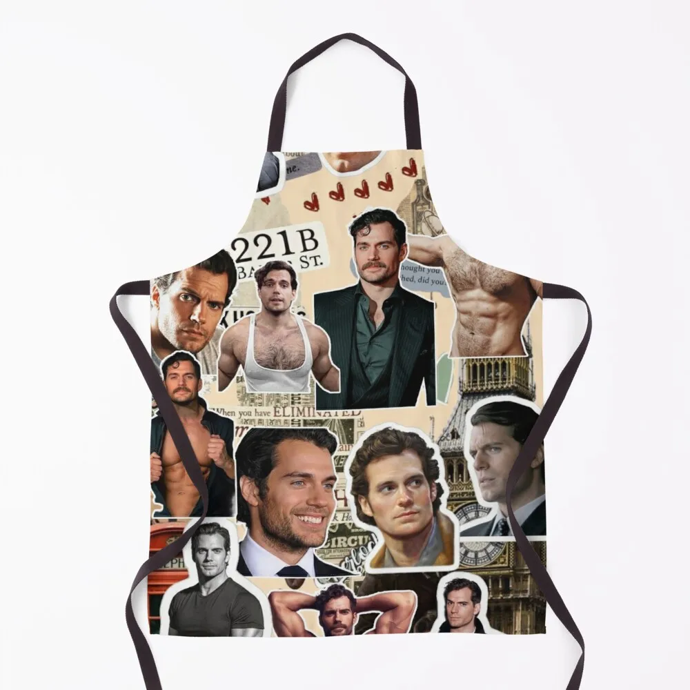 henry cavill photo collage Apron For Nail Stylist Customizable Apron