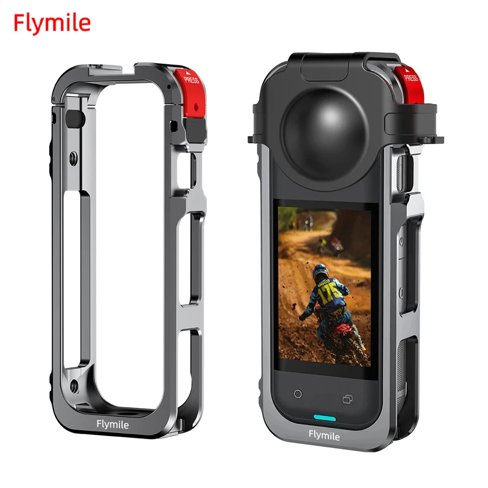 

Flymile Metal Frame for Insta360 X5 Camera Metal Cage with Silicone Lens Cap Panoramic Action Camera Protective X5 Accessories