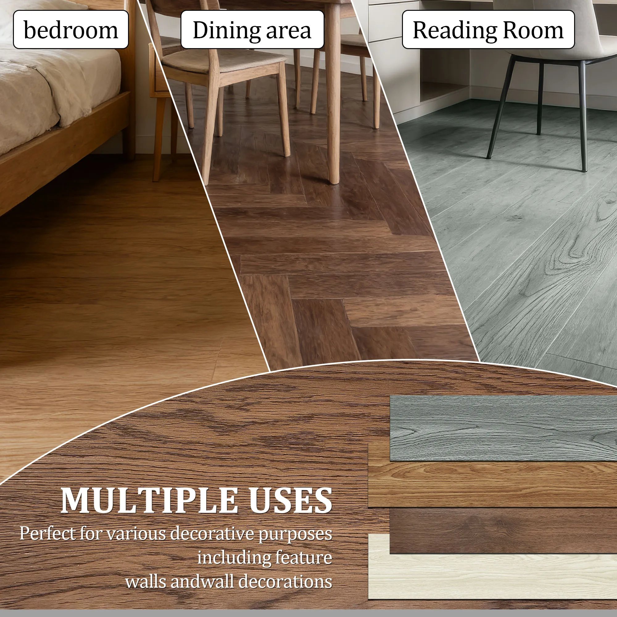 30 Stück 60×15cm PVC-Boden- und Wandaufkleber mit Holzmaserung, moderne selbstklebende, dicke, verschleißfeste Vinyl-Aufkleber, abziehbare und aufklebbare Bodenfliesen für Wohnzimmer, Schlafzimmer, Küche, Innendekoration – Detail 5