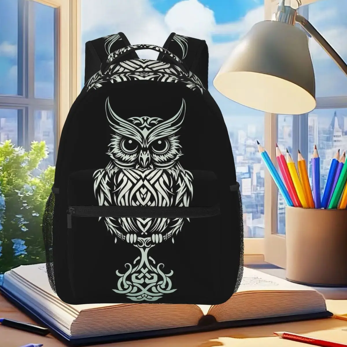 Gothic Owl Night Halloween Owl Backpack Student Boys Girls BookBag Kids School Bag Computer Shoulder Bags for Men Women