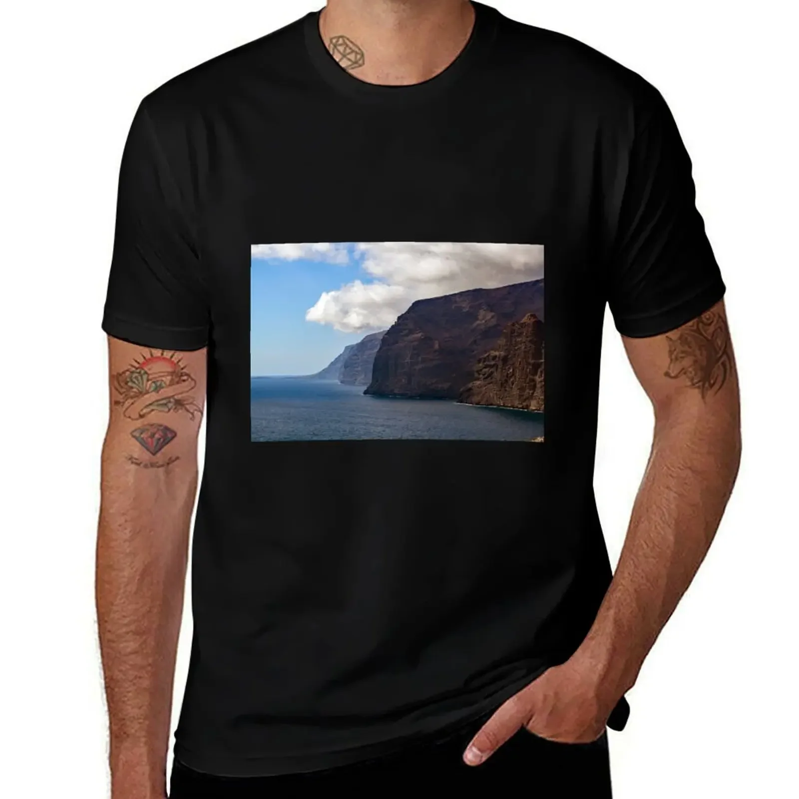 The cliffs at Los Gigantes, Tenerife, Canary Islands, Spain. T-Shirt anime heavyweights t shirt men