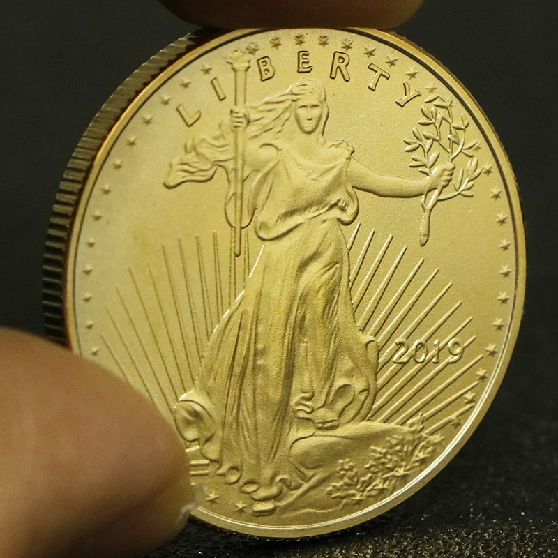 Moneda de Oro Americana 2019 USA Liberty Eagle 33*3mm, Sin Copia, Moneda Conmemorativa de la Libertad de los Estados Unidos, Contraído con la Fe, Regalos de Recuerdo