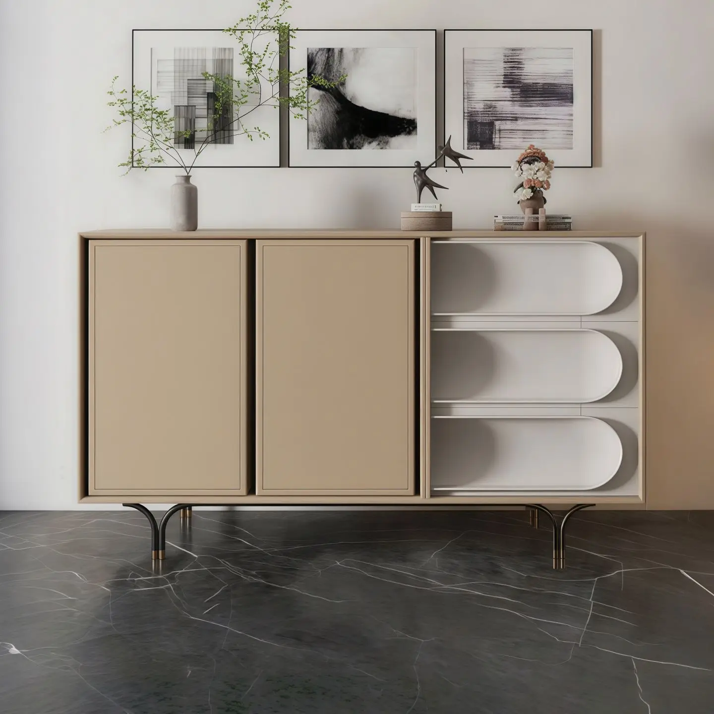 Mobile da pranzo in vernice nordica Mobile da portico d'ingresso italiano semplice e moderno