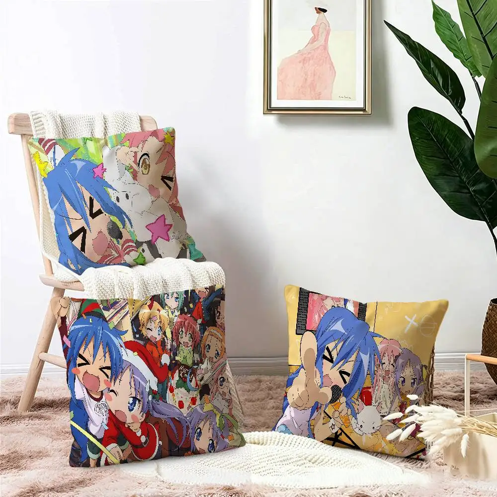 Anime Lucky Star Cushion Cover Inches Farmhouse Decor Home Throw Pillow Covers for Couch Decorations