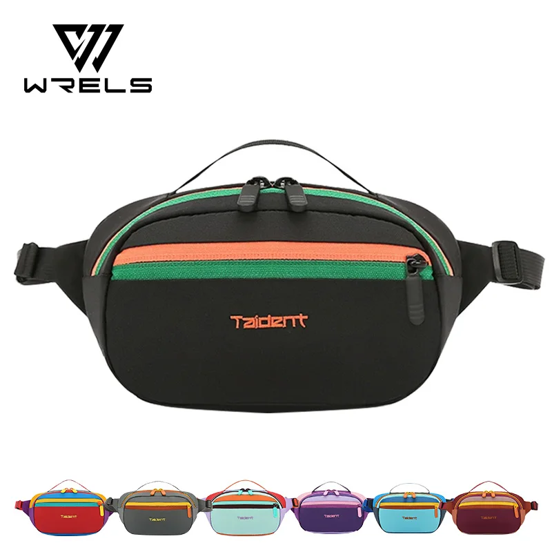 WRELS Umhängetasche, leichte, wasserdichte Nylon-Brusttasche für Damen und Herren, farbige Schultertasche, Dopamin-Farb-Hüfttasche