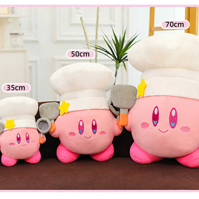 35-70cm Chef Kirby Plush Toy Cute Stuffed Doll Big Size Cartoon Anime Star Hug Pillow Pink Gift for Kid Birthday Room Decoration view 4