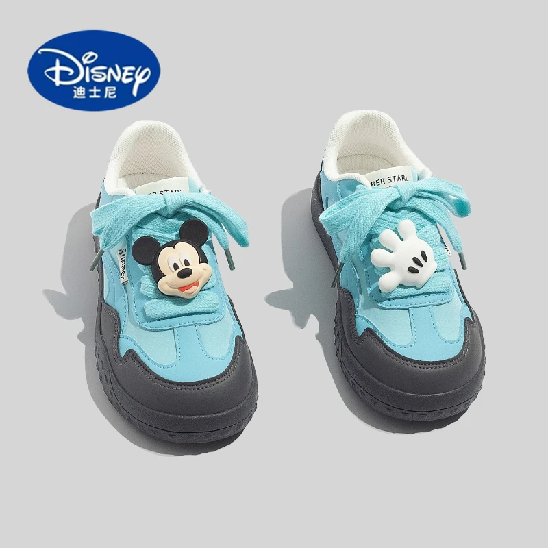 

Disney Mickey Fashion Versatile Sneakers 2025 Fall New: High-Value Color Block Platform Casual White Sports Shoes