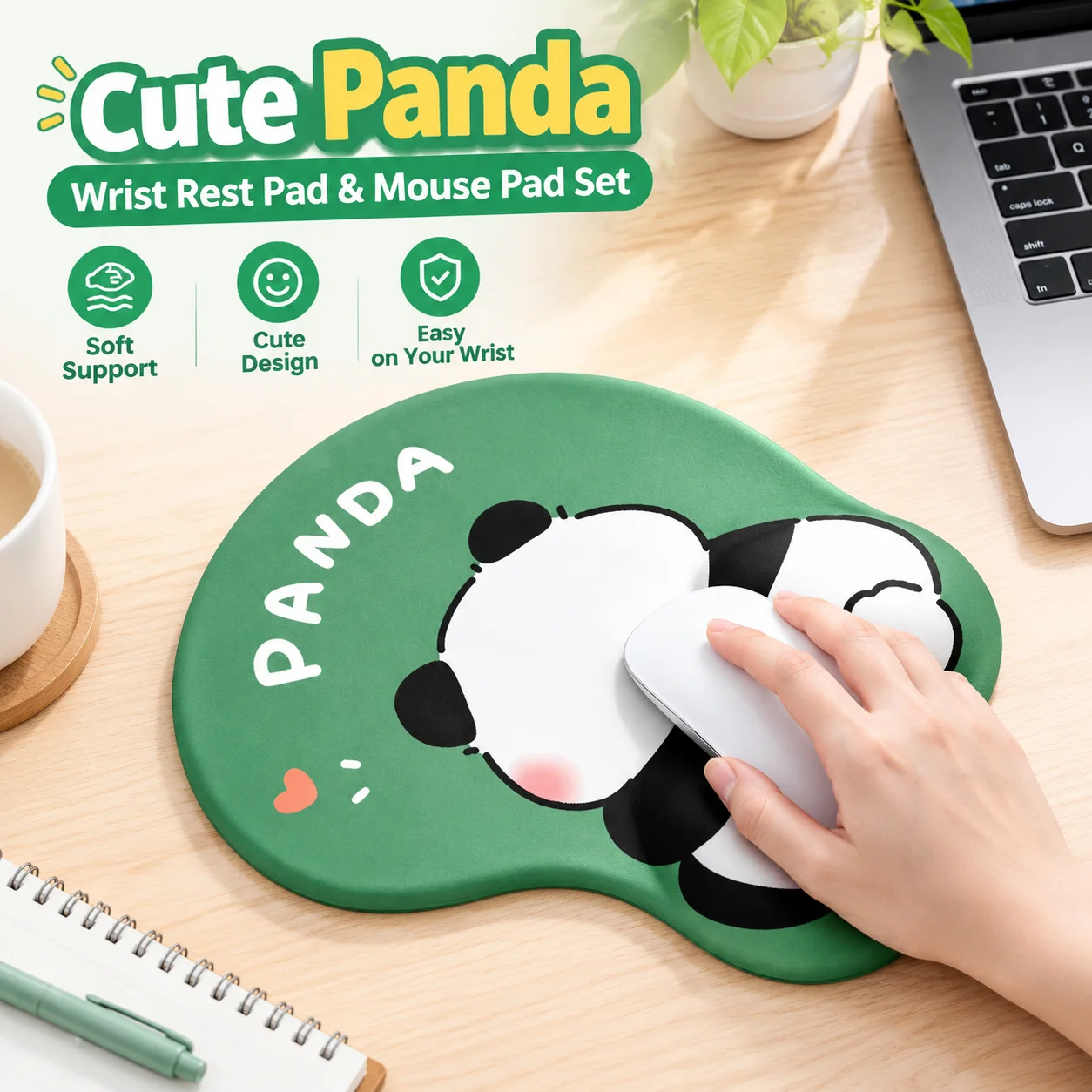 Cute Panda Silicone Wrist Rest Pad Soft Gel Wrist Support for Mouse Keyboard Hand Rest Office Laptop