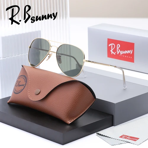 Imagen 2 del producto RBsunny gafas de sol de aleación de piloto clásico para hombres y mujeres, gafas de conducción Vintage, gafas polarizadas de lujo UV400 con montura delgada, gafas con lentes de espejo