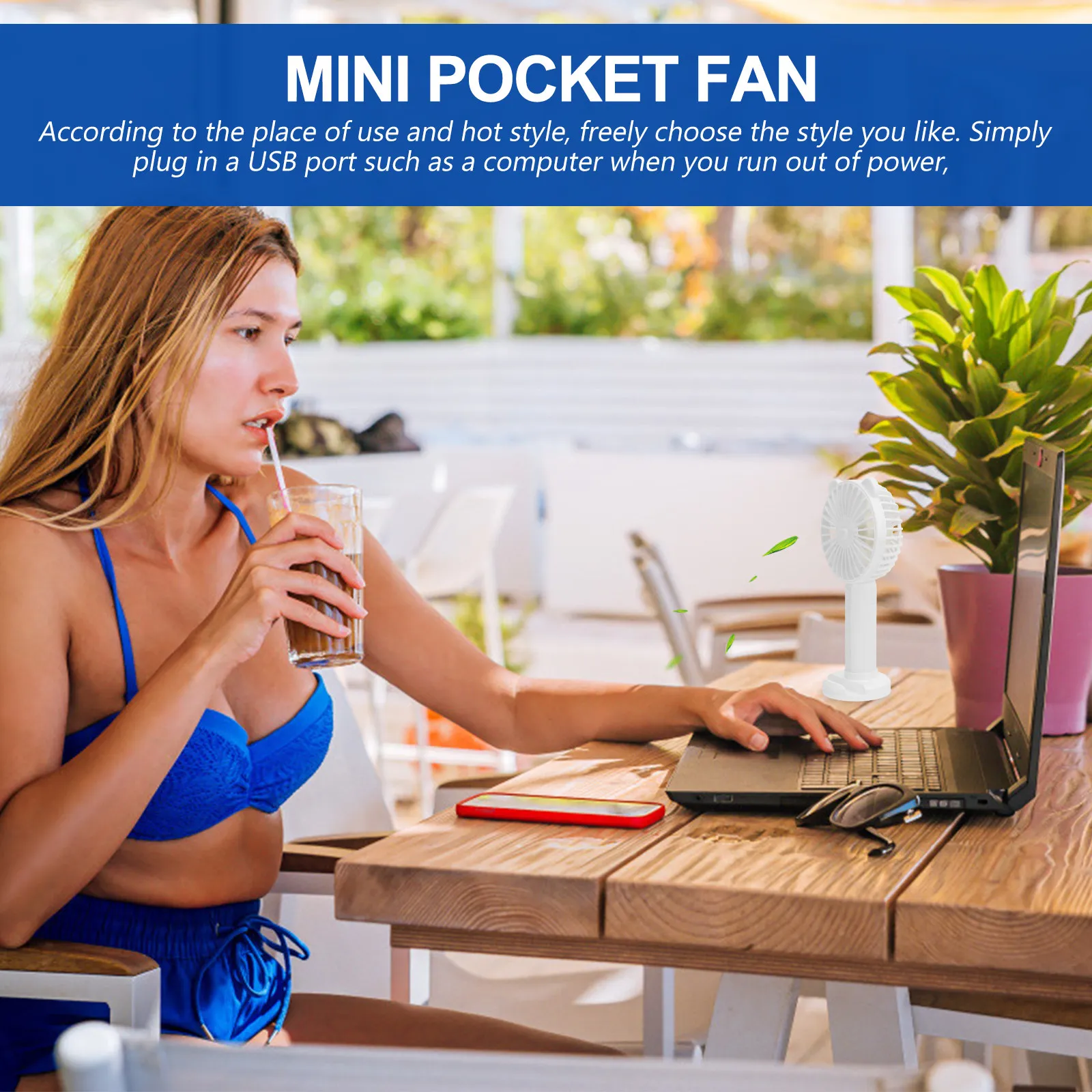 USB Charging Mini Pocket Fan Handheld Portable Personal Fan for Travel Outdoor Indoor Use Natural Wind Light Weight Compact