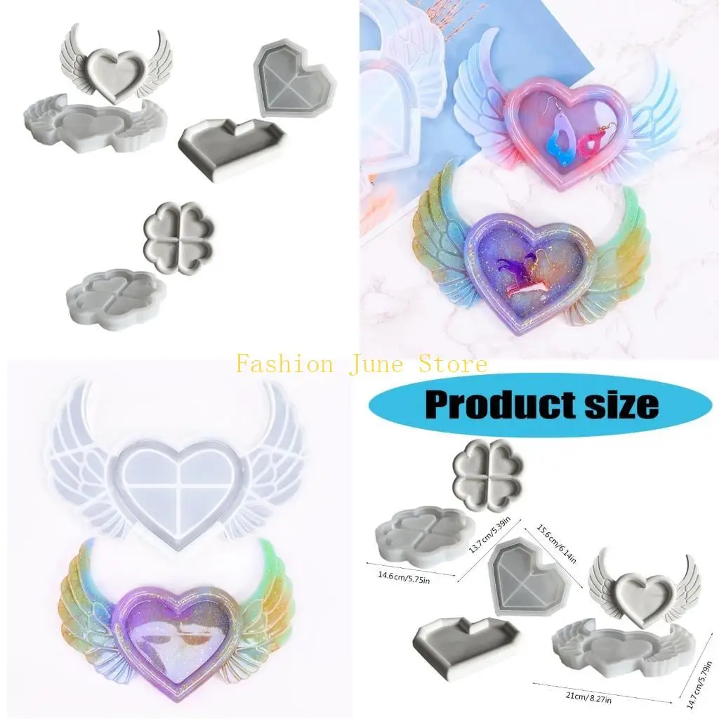 N5KA Silicone Casting Mold for Heart Clovers Shaped Plates Home Decoration