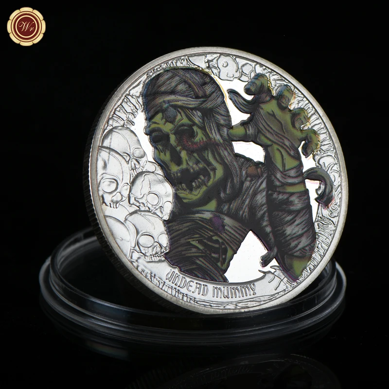 Undead Mummy Silver Plated Challenge Coin KIRIBATI 2016 Coin Elizabeth Ii Commemorative Coin Souvenir Gift for Collection