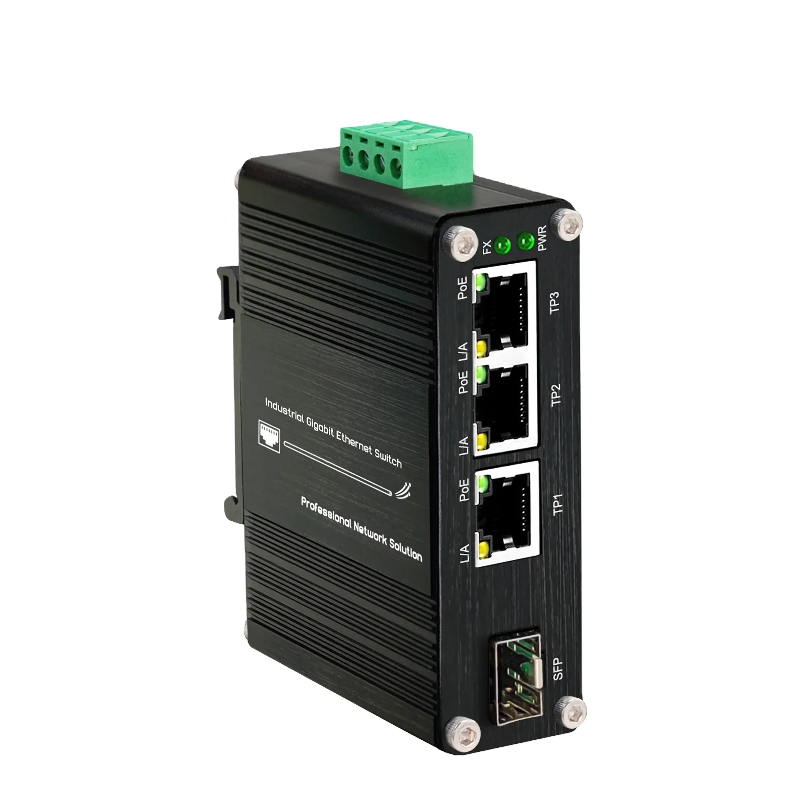 

Mini unmanaged 3-Port 1000Mbps POE with 1-Port 1000X SFP with PoE Gigabit Network Switch