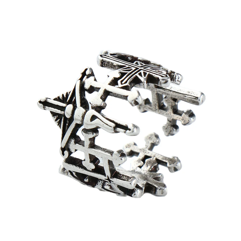 

Hollowed For Girls Hip Hop Love And Redemption Jesus Cross Women Rings Korean Finger Rings Copper Plated Platinum Open Rings