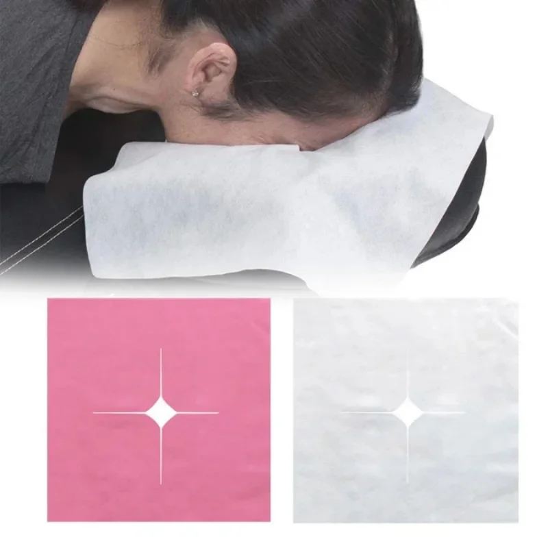 100pcs Disposable Beauty Salon Face Towel with Hole for Face Lying Pillow Massage Bed Hole Cross Lightweight Breathable Face