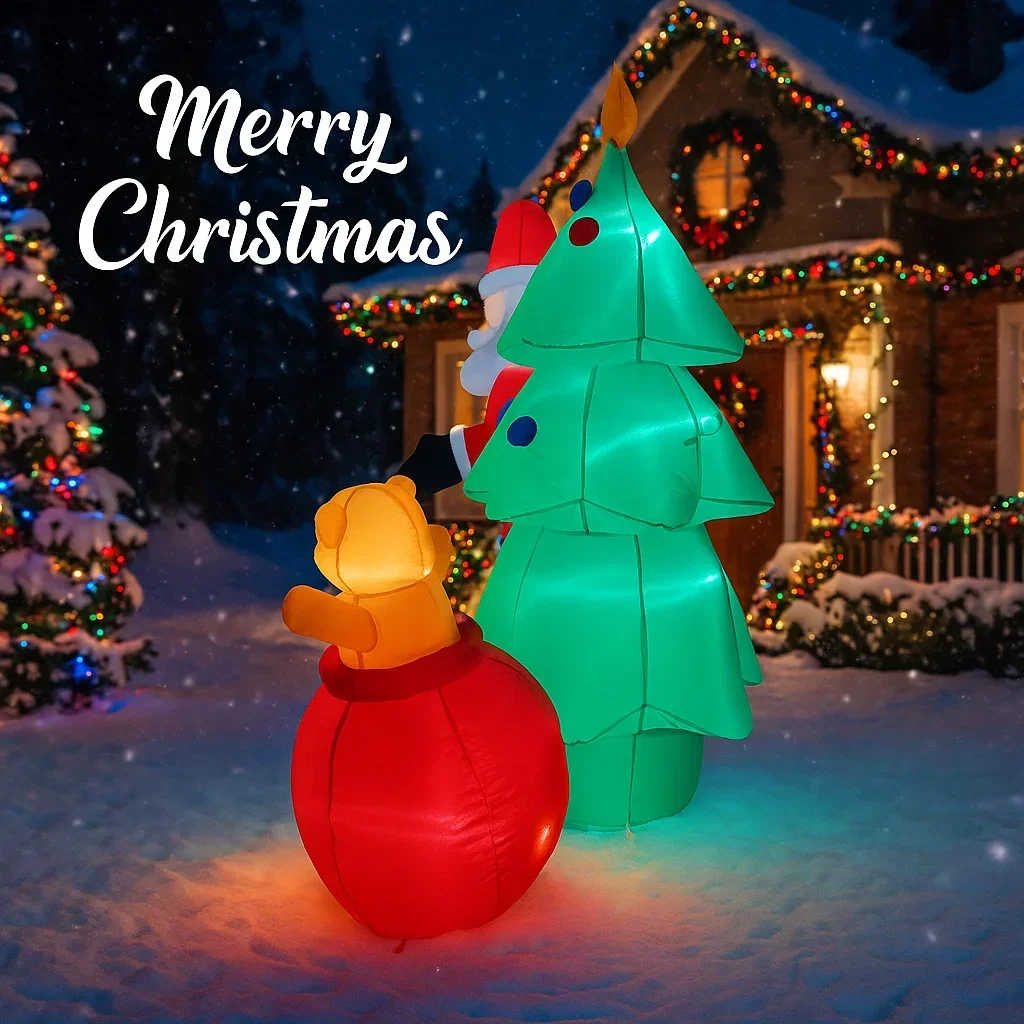 2.2 متر/7FT شجرة سانتا كلوز و تيدي بير زينة أضواء LED ساحة عيد الميلاد الحلي ديكور لوازم DIY بها بنفسك عيد الميلاد تفجير ديكور #4