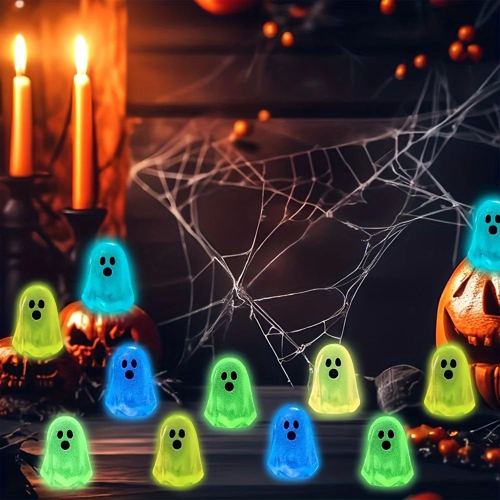 36pcs Halloween Mini Ghosts Figures, Glow in Dark Statues