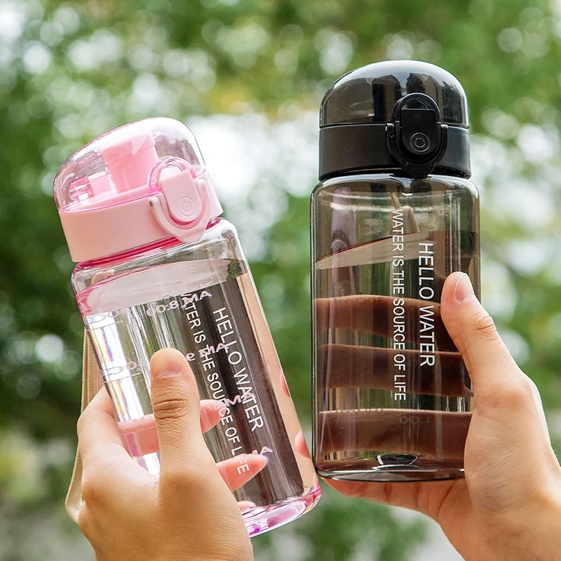 Summer Student Cold Water Cup One-button with Lock Bullet Cover Direct Drinking Water Cup Anti-drop and Wear-resistant Water Cup