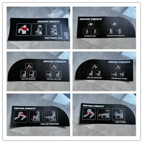 Hammer Strength PVC Self-Adhesive Training Chart Sticker MTS Label for Fitness Equipment