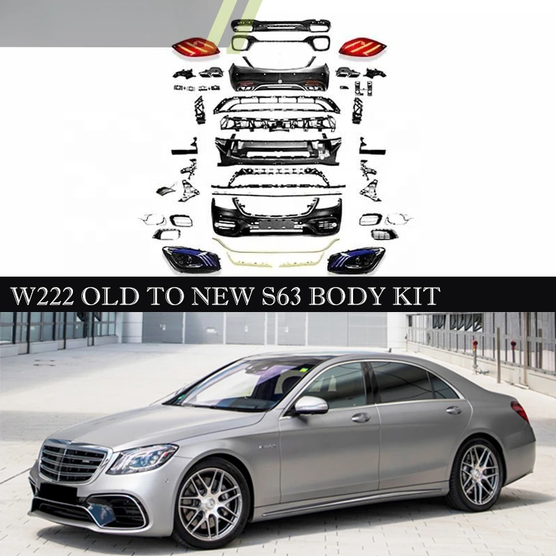 S63 B700 Style Full Body Kit for S-Class W222 S320 S400 S450 Grille Bumper Diffuser Lip Facelift Exterior Accessories