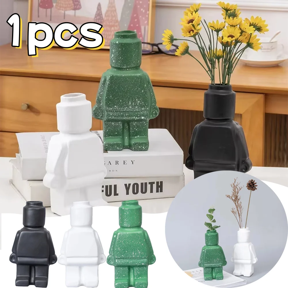 1 stücke Nordic Stil Harz Roboter Vase Kreativität Home Interior Büro Schreibtisch Schrank Wohnzimmer Tv Schrank Einfügen EINE Vase dekoration