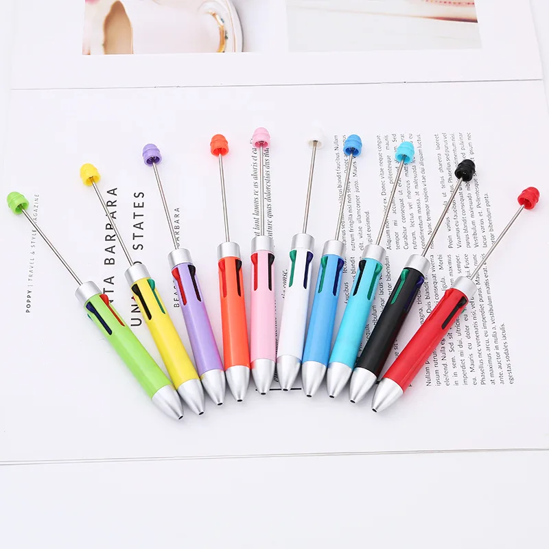 50pcs Business Four Color Refills Beaded Pen Cute Beadable Ballpoint Pens DIY Handmade Gift Colorful Gift Ball Pen for Writing