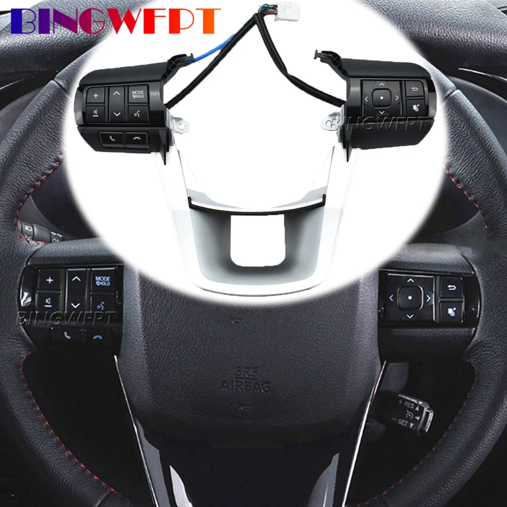 

Car High Quality Steering Wheel Button For Toyota Hilux Revo Rocco Fortuner 2015-2020 Telephone Volume Multimedia Control Switch