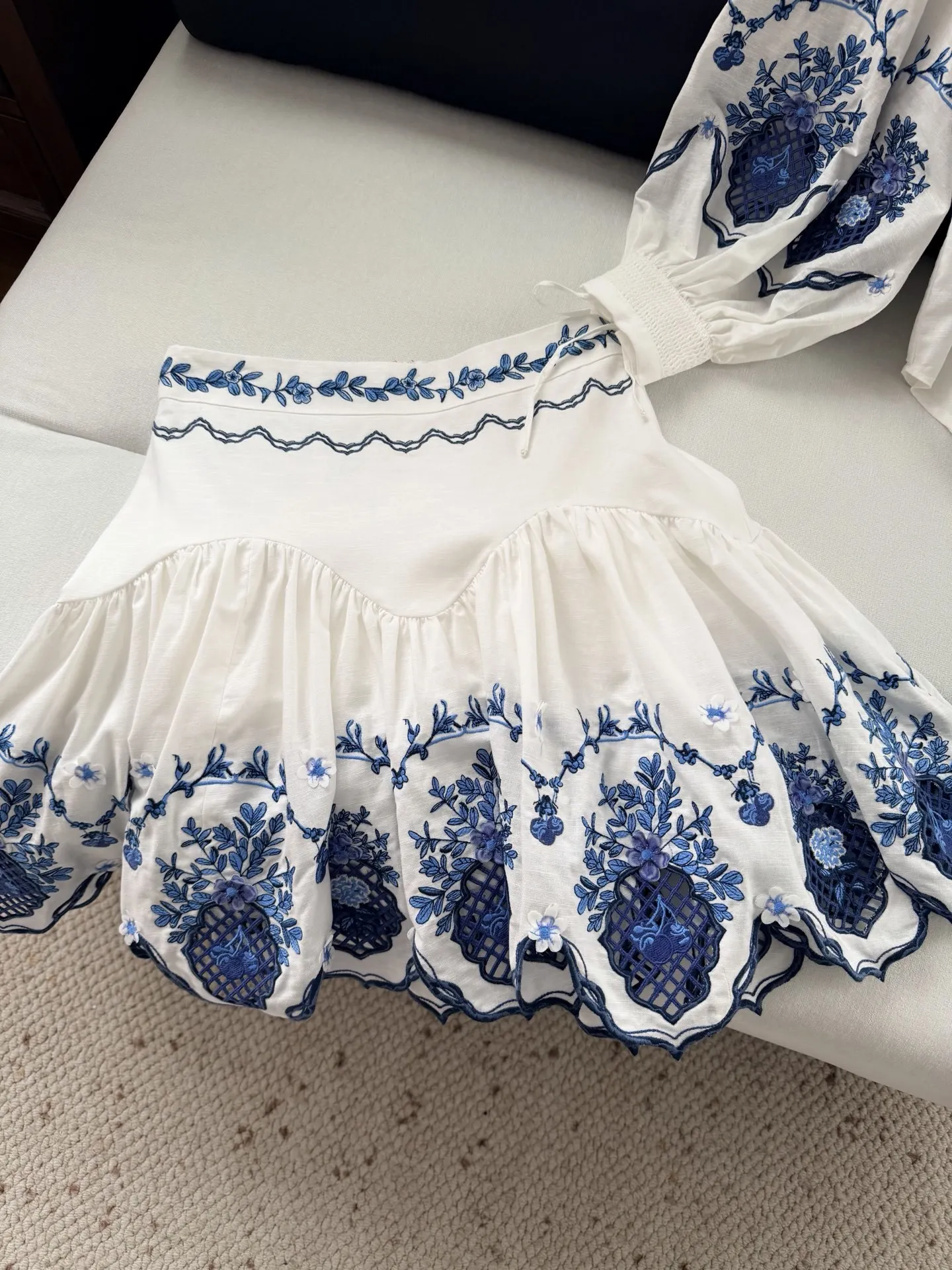 

Новая коллекция Весна/Лето 2026: Элегантная женская юбка А-силуэта из 100% хлопка с вышивкой и ажурными элементами высокого качества