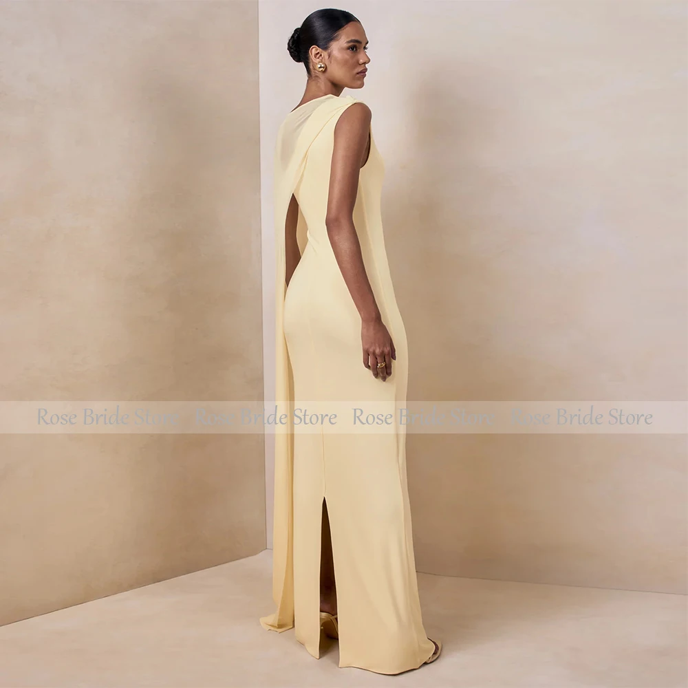 

Customized Elegant Women's Evening Dresses Long One Shoulder Mermaid Evening Gown with Cape Sleeveless Trumpet Formal Dress