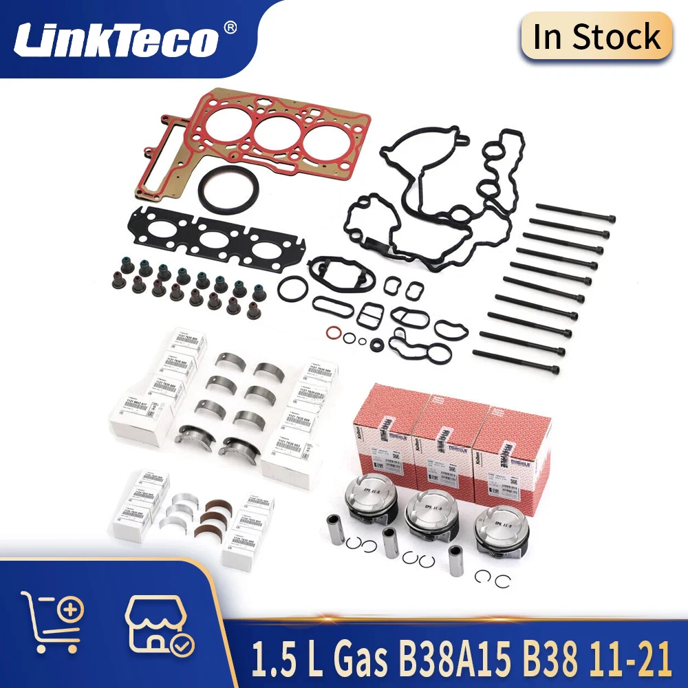 Engine Parts Cylinder Head Gasket Seal Bolt Set Main & Con-rod Bearing Piston Kit 1.5 L Gas B38A15 B38 11-21 For BMW 1.5L A15