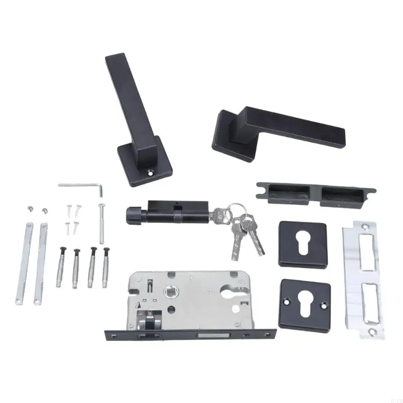 

E1PD 2pcs Portable Sturdy Matte Black Dummy Door Handles Convenient Accessory for Closet and Bedroom Modern Designs