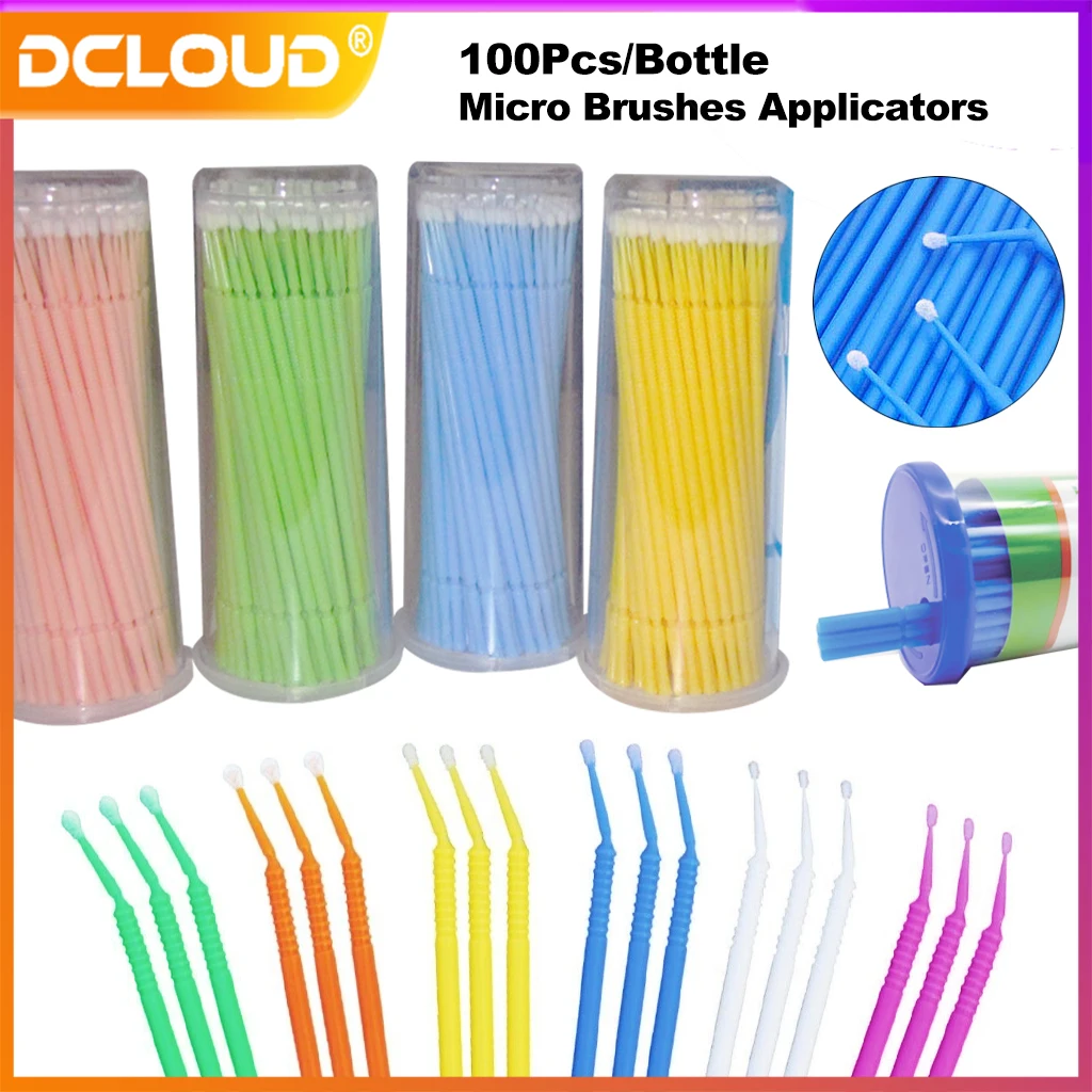 100Pcs/Bottle Dental Micro Brushes Disposable Applicators Micro Brush Teeth Oral Dentist Materials Odontologia Extension Tools