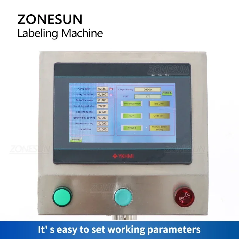 ZONESUN أداة وضع العلامات الأوتوماتيكية آلة وضع العلامات الزجاجية المستديرة زجاجة بلاستيكية جرة قارورة إنتاج التعبئة والتغليف ZS-TB260S
