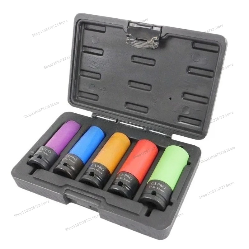 For 5-Piece Set 1/2 Inch Drive Impact Alloy Wheel Nut Sleeve Set 10pcs