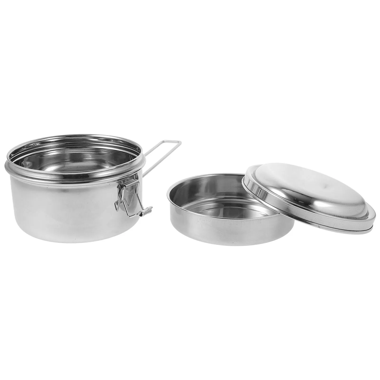 

1Set Stainless Steel Food Storage Box Leakproof Double-Layer Portable for Office School Lightweight Carry