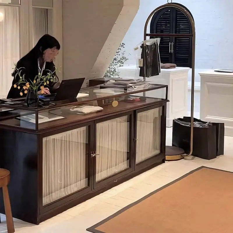 

Glass Boutique Front Desk Reception Counter Modern Beauty Salon Reception Desks Clothing Classic Mostrador Recepcion Furniture