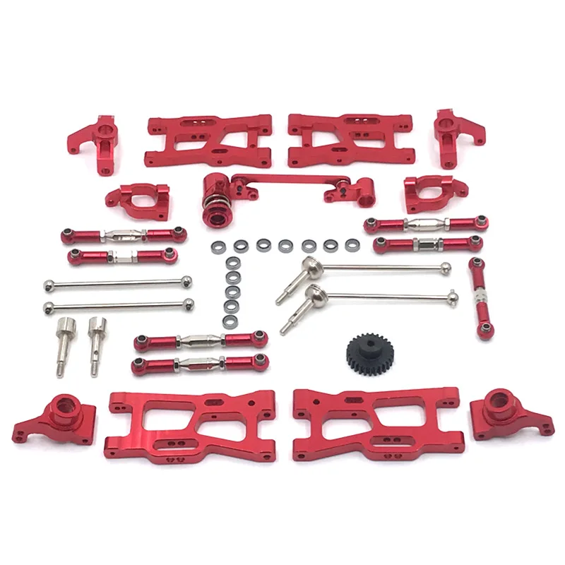 For Wltoys 144010 144002 124017 124019 124018 144001 124007 RC Parts Upgrade Metal Kit drive Shaft Pull Rod Swing Arm Steering