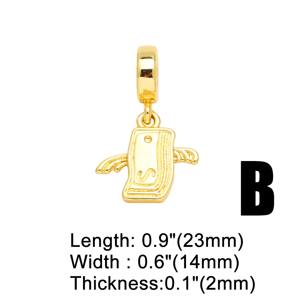 OCESRIO White Crystal FE Passport Pendant for Necklaces Copper Gold Plated Elephant Wings Jewelry Making Component pdtb730