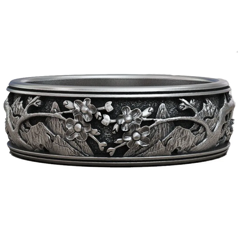 6.8g Band ringS landscape oriental flowers mountains Rings 925 SOLID STERLING SILVER Many Sizes Rings sz6-13