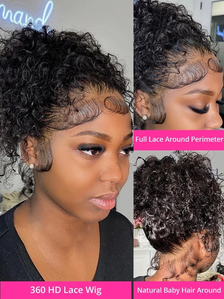 شعر مستعار موجة عميقة HD الدانتيل أمامي باروكة من شعر طبيعي 360 كامل الدانتيل الباروكة الأمامية شعر الإنسان خط الشعر 38 بوصة شعر مستعار مجعد للنساء #2