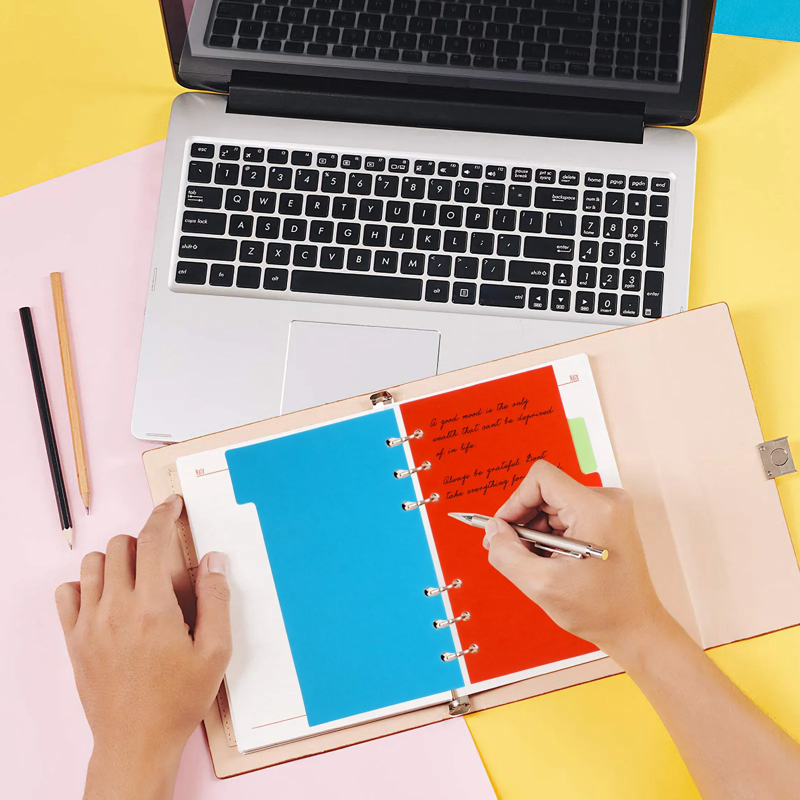 

6Sets Colored Notebook Dividers A6 Paper Refills Index Tab Cards for Spiral 6-Hole Binder Office Travel School Stationery