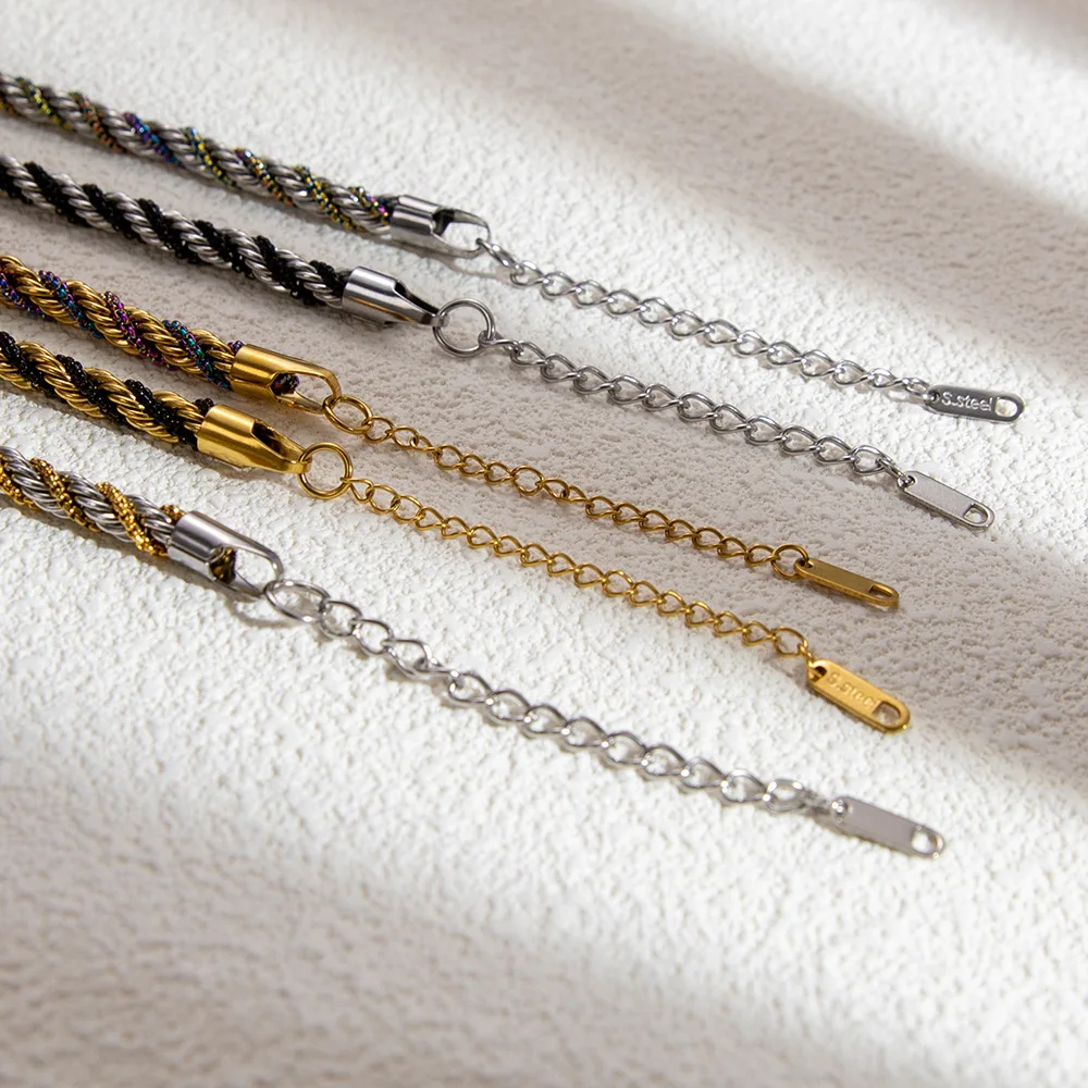 

Titanium Steel Bracelet, Stainless Steel Twisted Rope Bracelet, High-end Feel, Summer Women's Non Fading Ins Style Jewelry