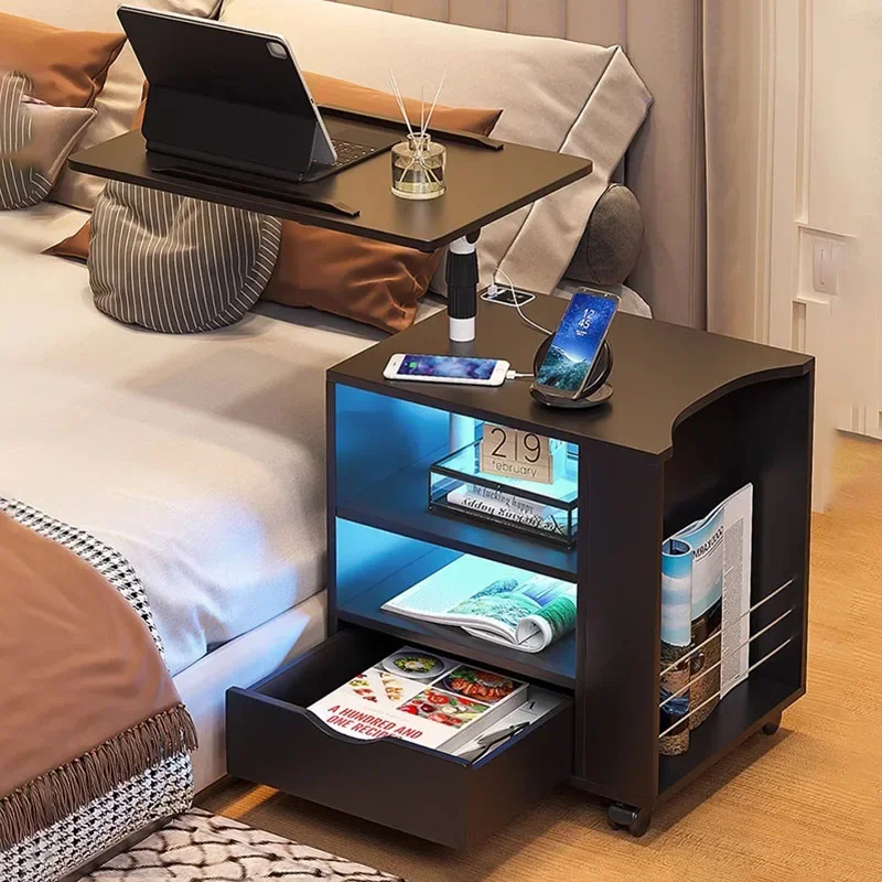 

For White Multifunctional Night Table Light Bedroom Nordic Hidden Storage Bedside Table Kawaii Trendy Mesitas De Noche Furniture