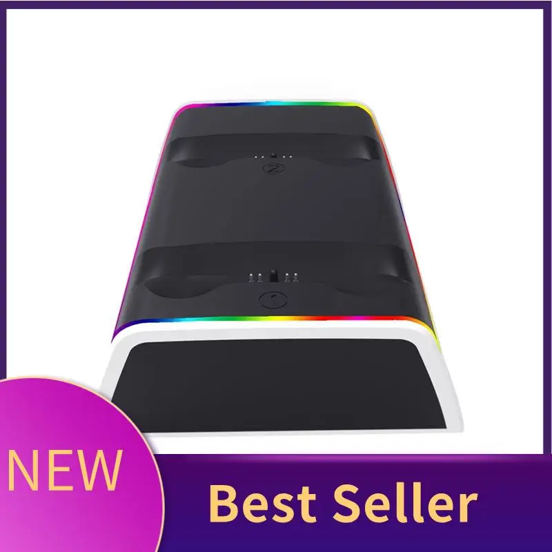 

HFES Wireless Controller Charging Base With RGB Fantasy Light Contact Double Charging Base For PS5 Game Controller