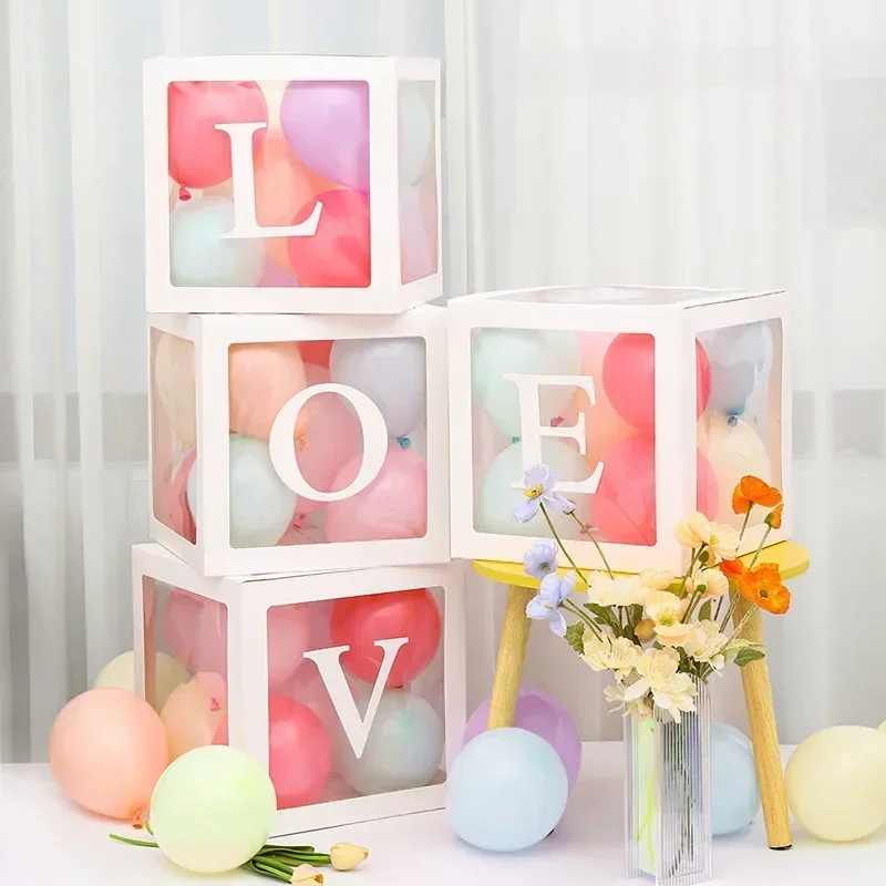 Transparent Letter Balloon Box Baby Shower Girl 1st Birthday Party Decoration Kids Happy Valentine’s Day Love Wedding Decoration