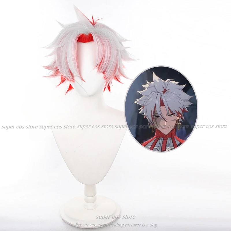 Wuthering Waves Cicatrice Costume Cosplay Parrucca Da Uomo Uniforme Copricapi Orecchini Elettro Congenital Risonatore Cortex Rosso Festa di Halloween