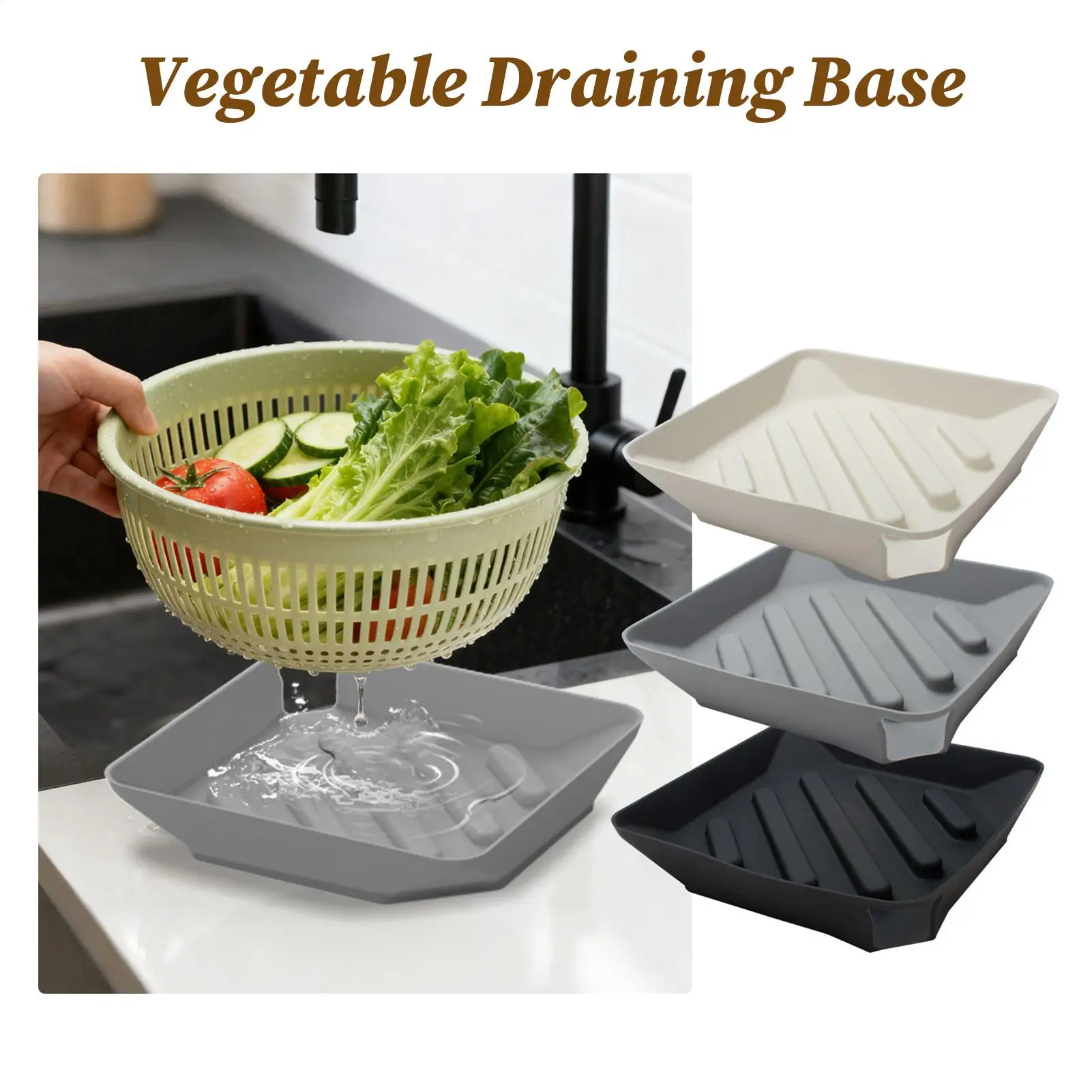 

Dish Mats For Kitchen Counter Silicone Storage Organizer Non-Slip Drain Pad With Spout For Counter Bathroom Sink Side Utility