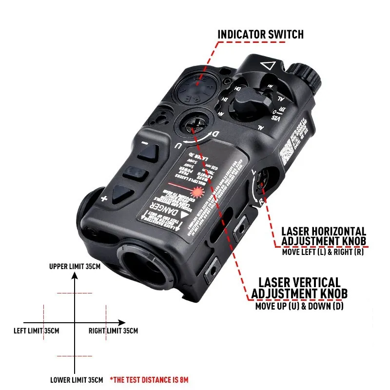 Imagem -03 - All Metal Rid-x Tactical Laser Airsoft Vermelho Verde Azul Ponto ir Strobe Caça Arma Luz 20 mm Picatinny Trilho Wadsn