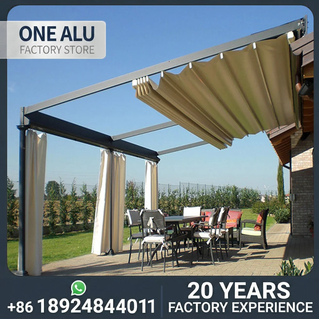 Custom-Made Retractable Pergola: Premium Retractable Roof System for Hotel Garden Terraces